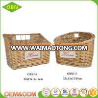 Wholesale graceful hand weaved flat washable poly rattan bread willow wicker basket