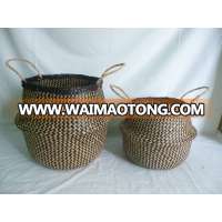 Cheap price foldable seagrass belly basket high quality wicker rice basket natural durable made in Vietnam